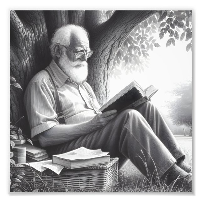 Foto Momentos Silenciosos do Velho Lendo na Arte do Mur (Frente)