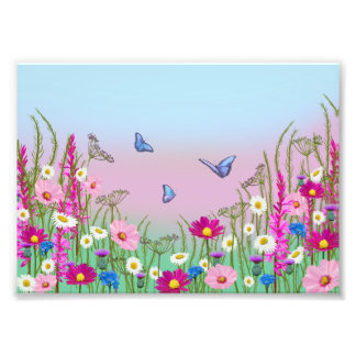 Foto Moments in Bloom flower meadow garden wall poster