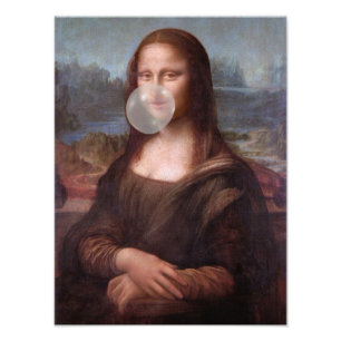 Foto Mona Lisa soprando chiclete cinza