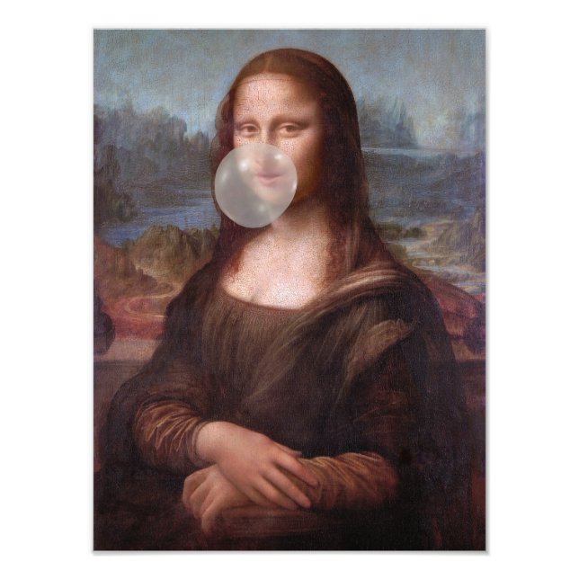 Foto Mona Lisa soprando chiclete cinza (Frente)