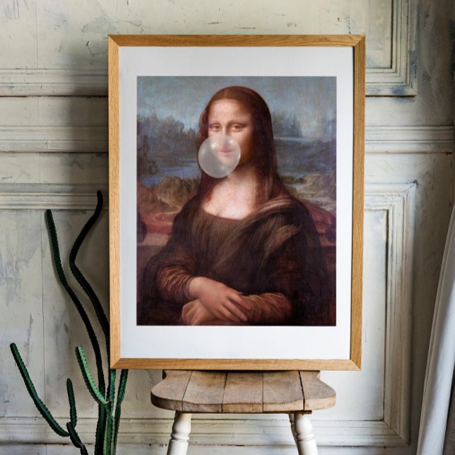 Foto Mona Lisa soprando chiclete cinza (Criador carregado)