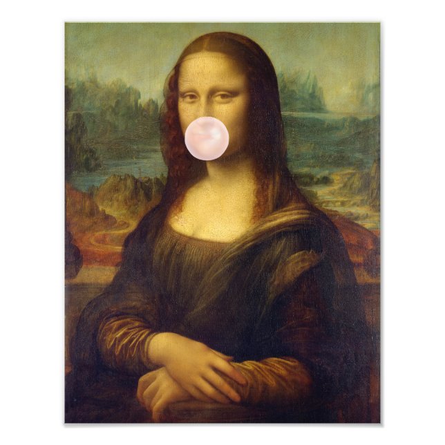 Foto Mona Lisa soprando chiclete rosa (Frente)