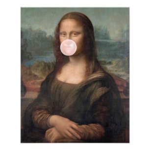 Foto Mona Lisa soprando chiclete rosa