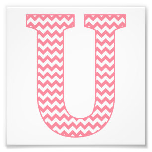 Foto Monograma Clássico Preppy Letra U em Chevron Rosa