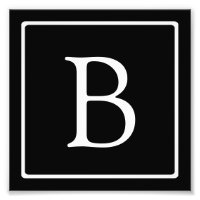 Monograma clássico simples | Preto com texto branc