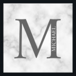 Foto Monograma e Nome Personalizados do Marble Branco<br><div class="desc">O Design de Monograma e Nome Personalizado apresenta um monograma e um nome personalizados no estilo de fonte de serif clássico. Perfeito como decores caseiros, presentes para o lar, presentes de férias para a família, recém-casados e muito mais.</div>