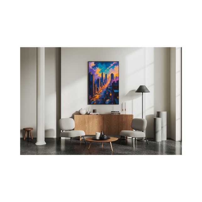 Foto Moody Cityscape em Dusk com luzes de neon (Criador carregado)