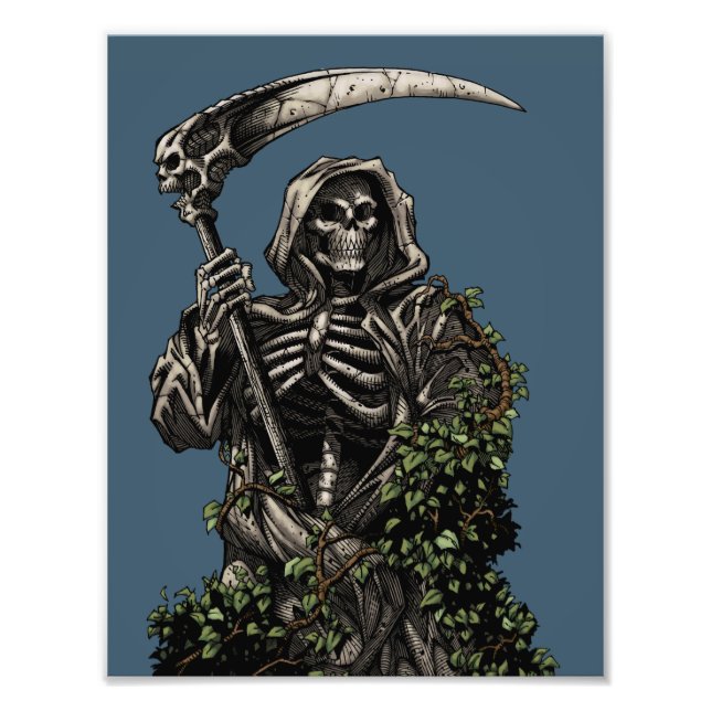 Foto Morte - Mau Skeleton Grim Reaper com Scythe (Frente)