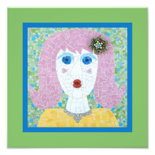 Foto Mosaico - Ingrid com Borda Verde e Azul