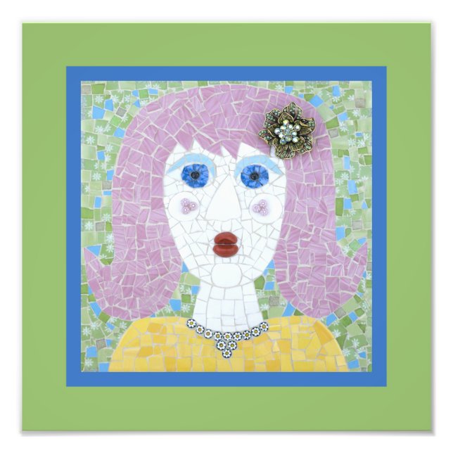 Foto Mosaico - Ingrid com Borda Verde e Azul (Frente)