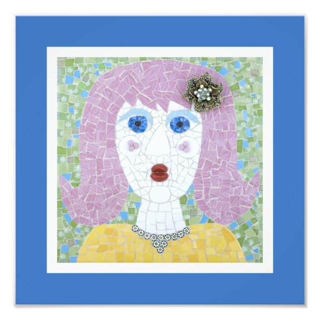 Foto Mosaico - Ingrid com fronteira azul e marfim (Frente)