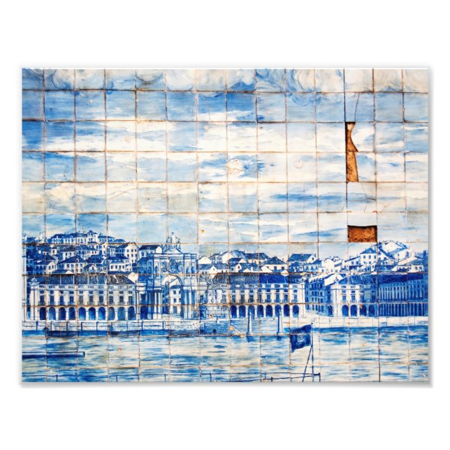 Foto mosaico lisbon blue painting azulejo porcelana pad (Frente)