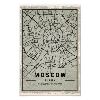 Foto Moscow russia map print poster canvas
