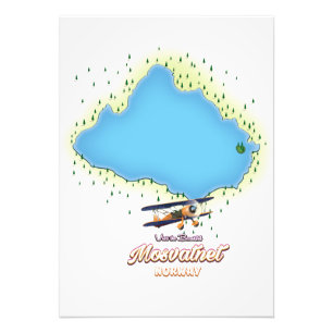 Foto Mosvatnet Norway lake map art impressão.