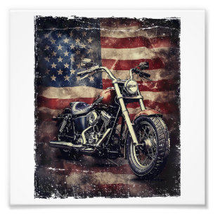 Foto Moto Vintage Bandeira EUA Biker Retro Americano