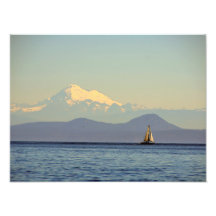 Mt. Baker and Sailboat - Puget Sound, Washington