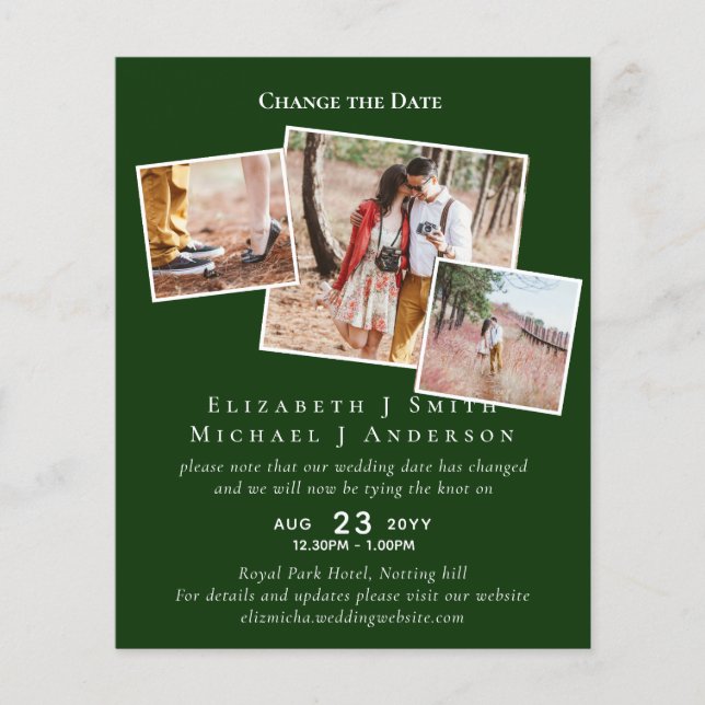 FOTO Mudar a Data Planos de Adiamento QUALQUER Eve (Frente)