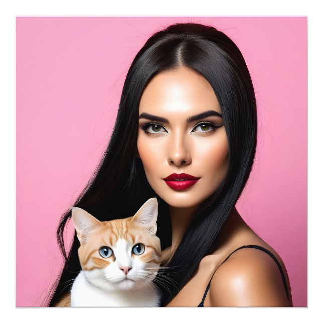 Foto Mulher artística com gato (Frente)