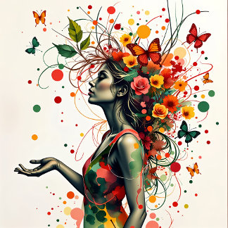 Foto Mulher com borboletas e flores (1 de 4)