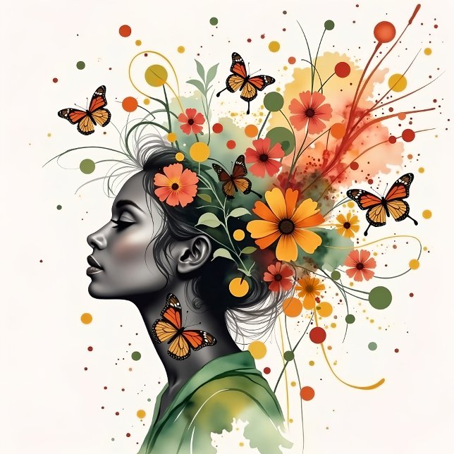 Foto Mulher com borboletas e flores (3 de 4) (Criador carregado)