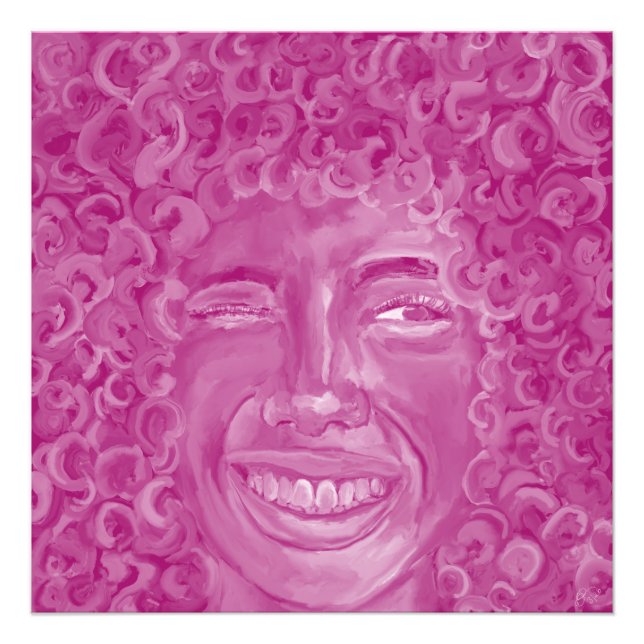 Foto Mulher com Cabelo Crespo em Rosa (Frente)