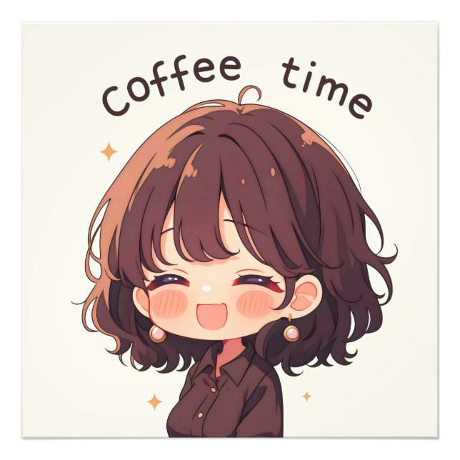 Foto Mulher de Anime Hora do Café (Frente)