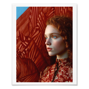Foto Mulher de cabelo vermelho por pintura de cavalos v