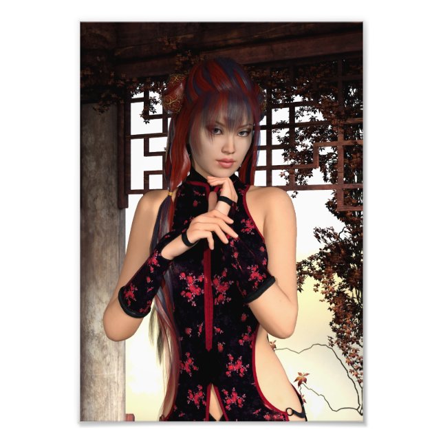 Foto Mulher Fantasia Qipao Elegante Arte Digital (Frente)