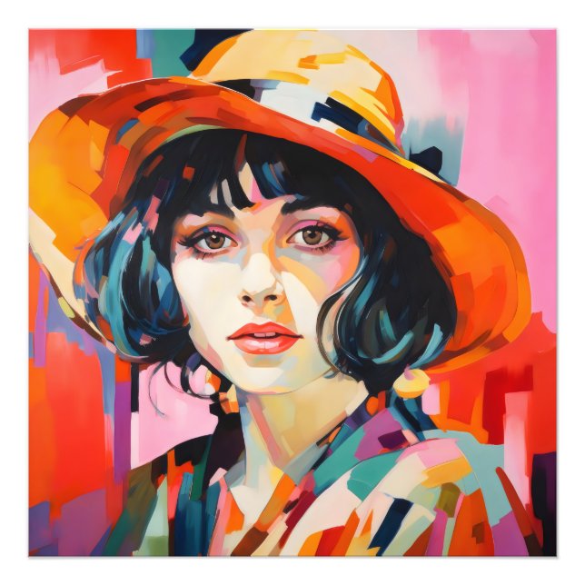 Foto Mulher Fauvism no Chapéu (Frente)