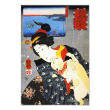 Mulher Kuniyoshi com Impressão de Cat