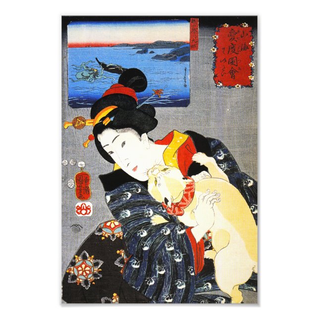 Foto Mulher Kuniyoshi com Impressão de Cat (Frente)