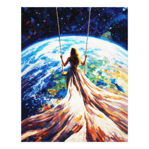 Foto Mulher no Balanço Sobre a Terra Pintura a Óleo Imp