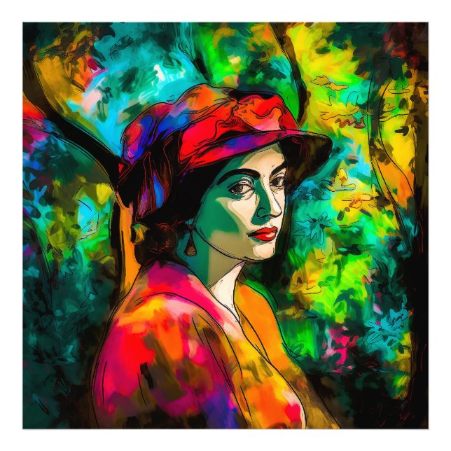 Foto Mulher no Chapéu Vermelho (Frente)