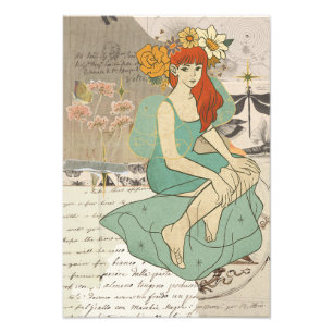 Foto Mulher ruiva deusa arte poster vintage parede 