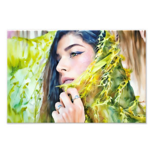 Foto Mulher se misturando elegantemente com a natureza