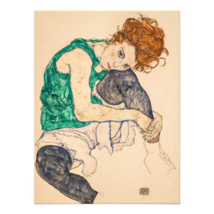 Foto Mulher sentada com joelho torto por Egon Schiele