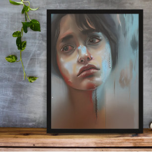 Foto Mulher Triste Arte Abstrata Gerada por IA