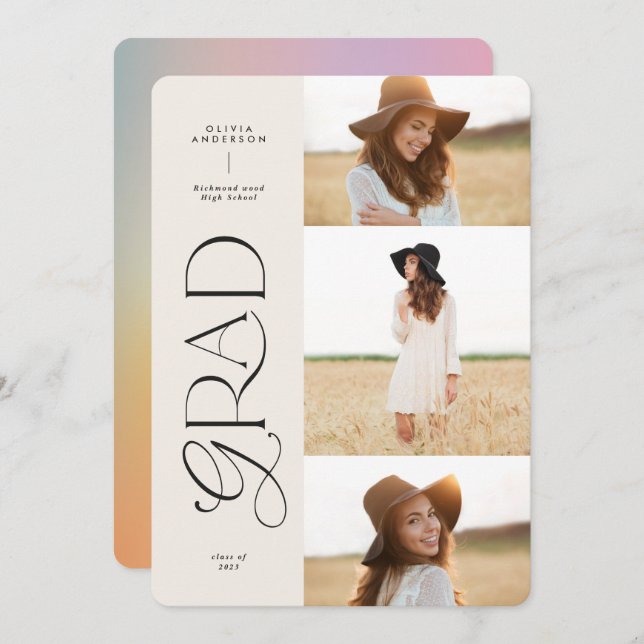 Foto multigráfica colorida, rosa, aura moderna (Frente/Verso)