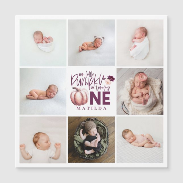 foto multiprimeiro aniversario púrpura de abóbora (Frente)