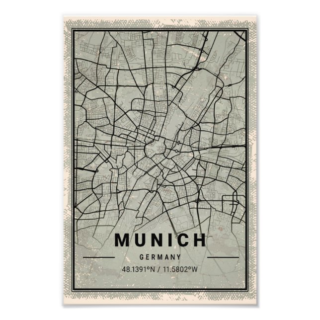 Foto Munich germany map print poster canvas (Frente)