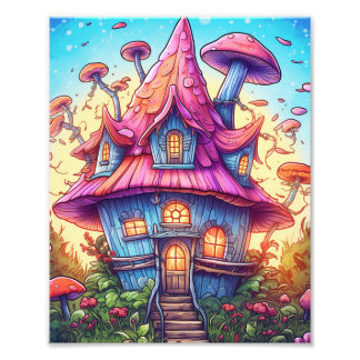 Foto Mushroom House Fantasy Art Poster
