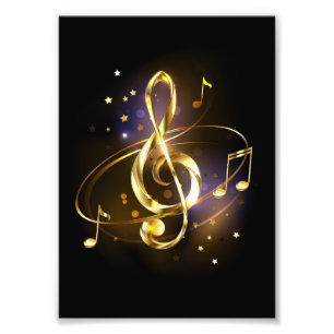Foto Música em clave de sol dourada