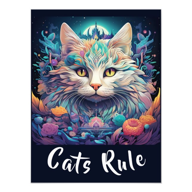 Foto Mystical Native Pop Art Cat Adiciona Seu Texto (Frente)