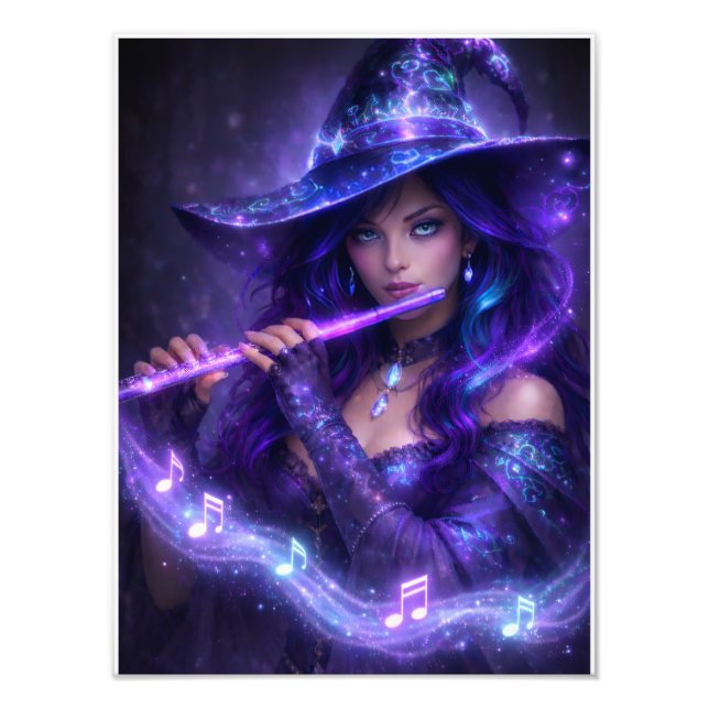Foto Mystische Flötenspielerin – Magische Melodie Poste (Frente)