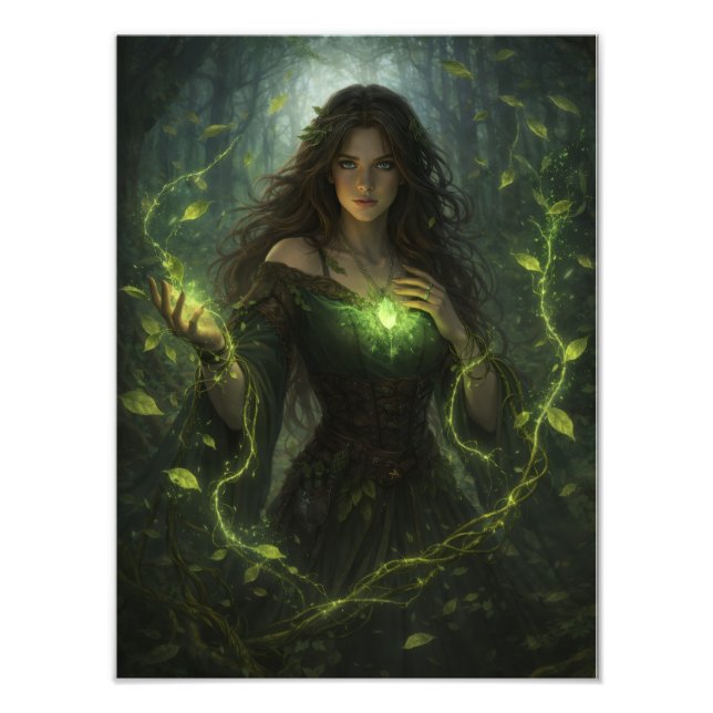 Foto Mystische Wald-Magierin – Fantasy Natur Poster (Frente)