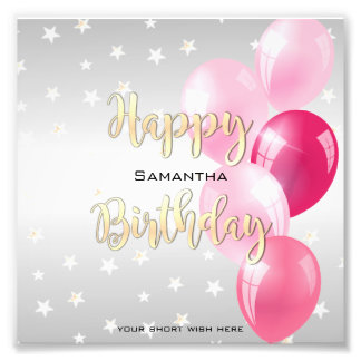 Foto Na moda Starry Happy Birthday e balões rosa