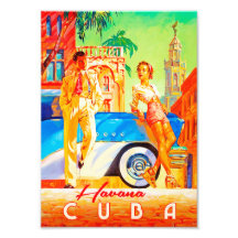 Na moda Vintage Havana Streets Poster.