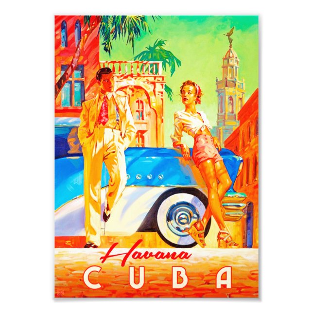Foto Na moda Vintage Havana Streets Poster. (Frente)