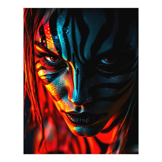 Foto Nahaufnahme: Frau mit Zebramuster im Gesicht (Frente)