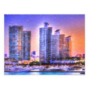 Foto Nascer do sol vibrante da skyline de Miami